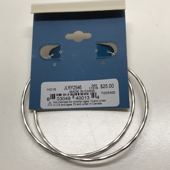 LAST PAIR!! NEW big hammered silver hoop earrings - Picture 7 of 8